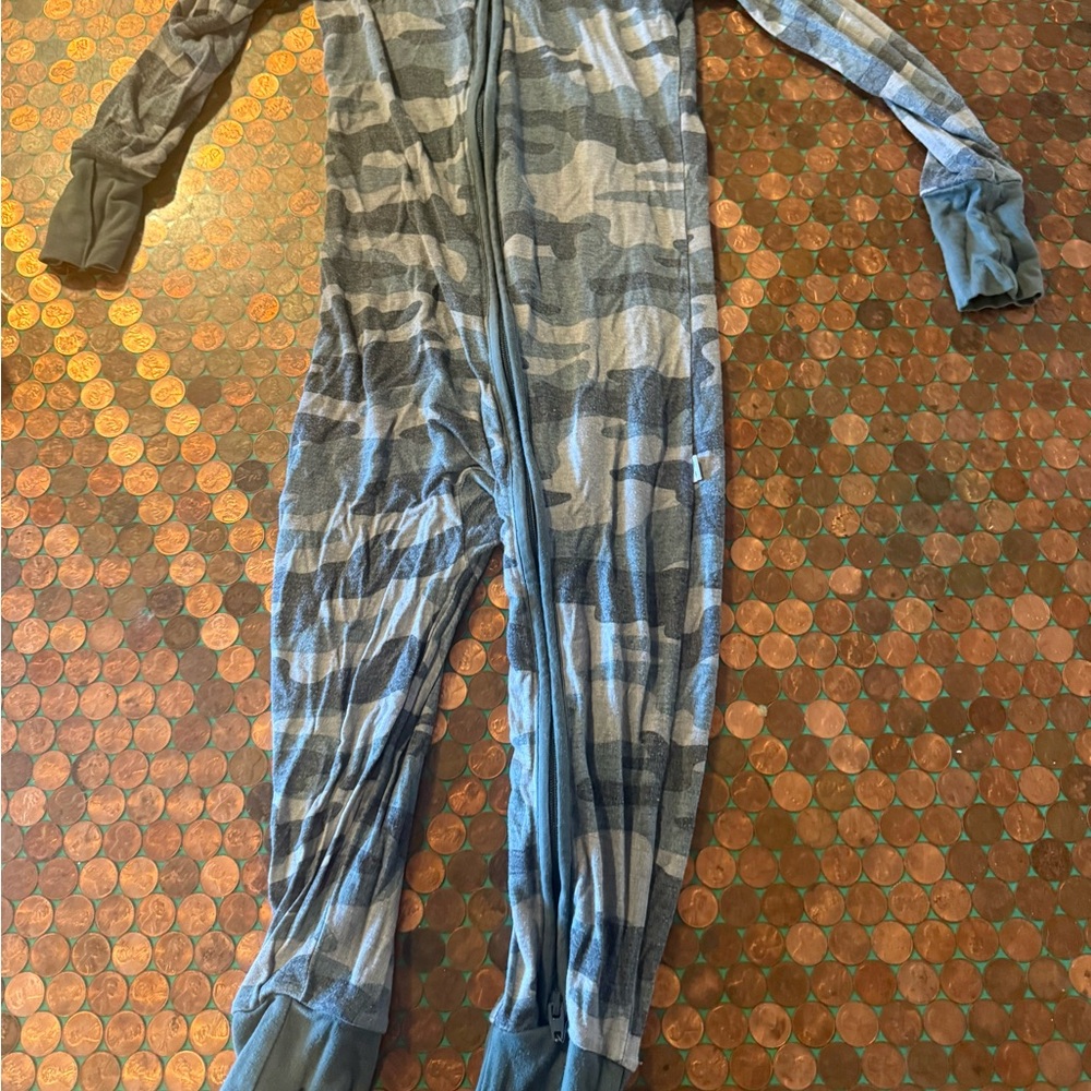 Kids Gray Camo One-Piece Pajamas